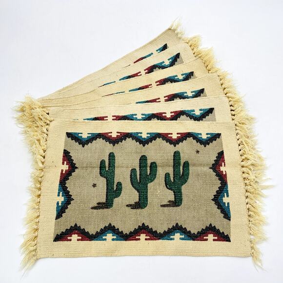 Southwestern tan cactus placemats - Picture 2 of 4
